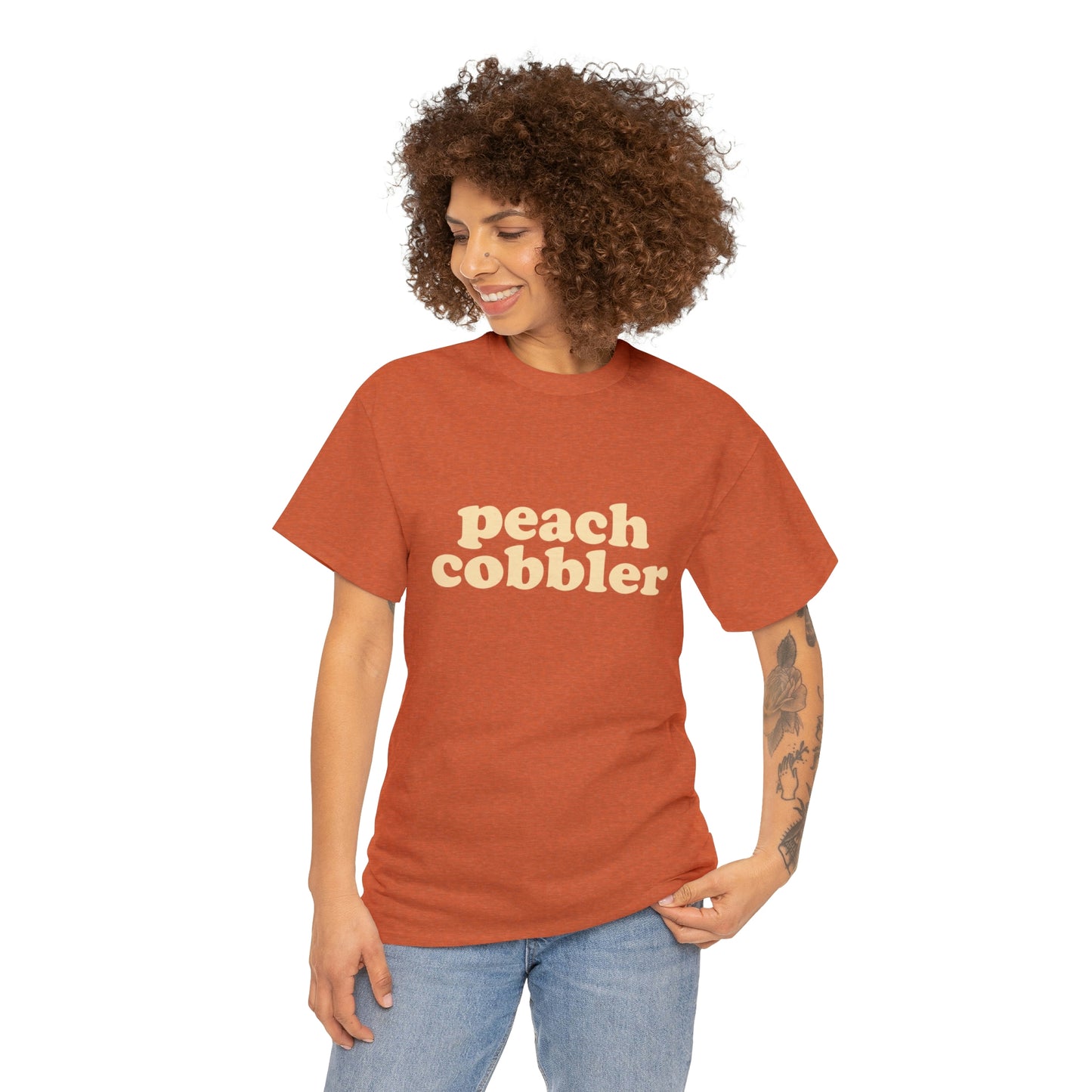 "Peach Cobbler" Unisex Heavy Cotton Tee (Orange)