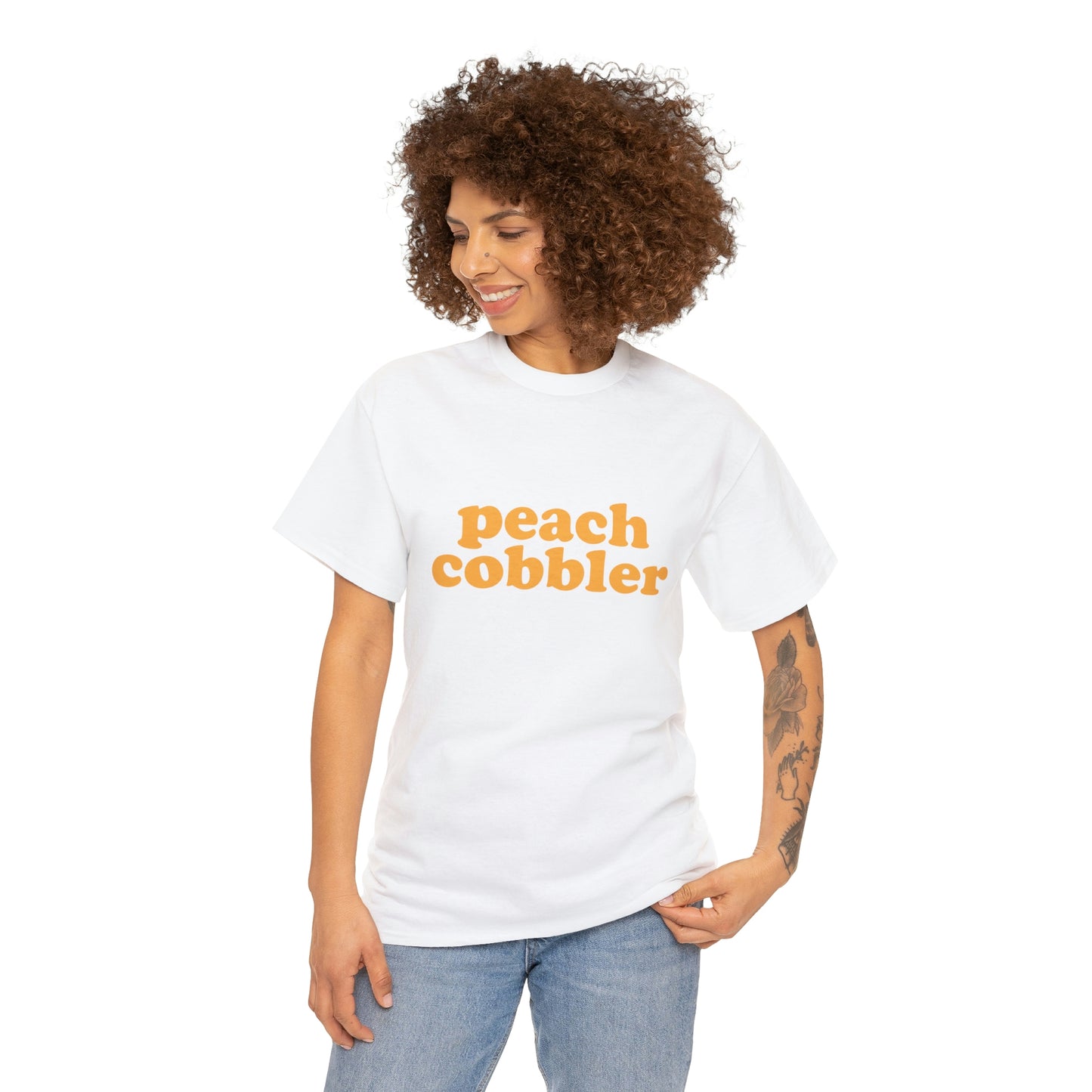 "Peach Cobbler" Unisex Heavy Cotton Tee (White)